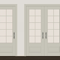 French Cream Double Door Bedroom Door Double Door 3d model