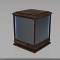 Classic Wooden Side Table With Square Top Glass Panels And Wooden Base