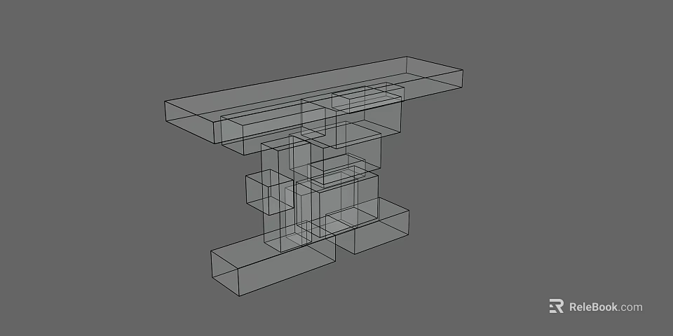 Abstract Wireframe Geometric Structure With Multiple Cube Platforms And 3D Design 3d model 