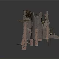 Medieval Castle Ruins 3D Model With Stone Walls And Wooden Beams
