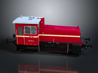 Red Train Locomotive Model Featuring White Roof Yellow Stripe And Number 073184 3d model