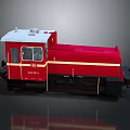 Red Train Locomotive Model Featuring White Roof Yellow Stripe And Number 073184