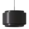 Modern Linen Pendant Light With Double Circular Shades And Metal Rivets 3d model