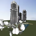 Modern Commercial Complex With High Rise Buildings And Landscaped Plaza Areas