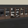 Modern Wine Cabinet With Glass Doors Shelves Drawers And Dinnerware