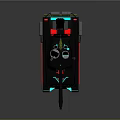 Modern Military Tank With Black Exterior Blue Red Lights Cannon And Tracks