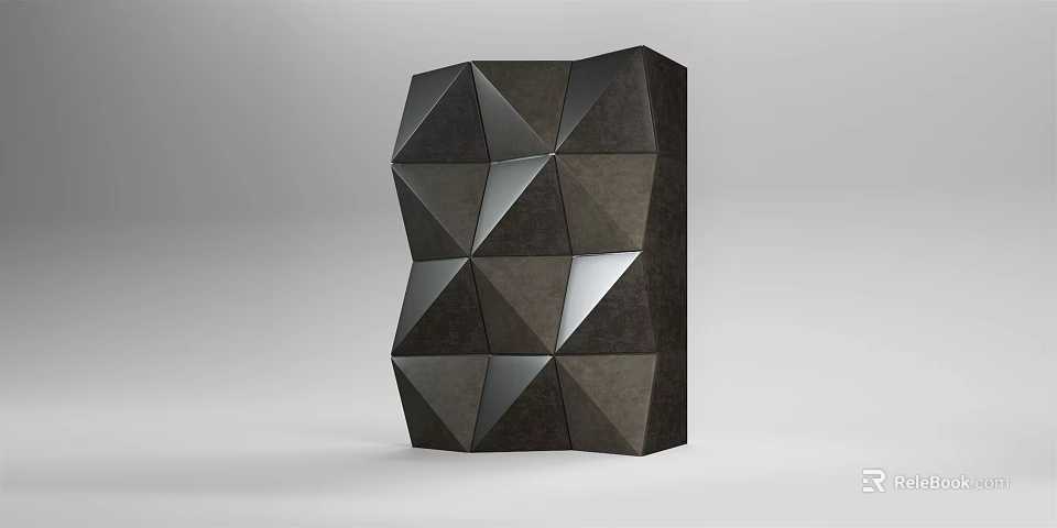 Modern Sideboard With Geometric Triangular Panel Design And Dark 3D Texture 3d model