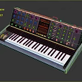 Electronic Musical Instrument Synthesizer with Multiple Knobs Buttons Display Screen and Black White Keyboard Keys