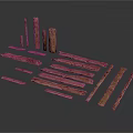 Wooden And Stone Pieces In Various Shapes And Sizes Neatly Displayed On Gray Background