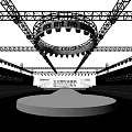 Modern Stage Design With Circular Structure And Illuminated Spotlights Lighting Effects On Black Background 3d model
