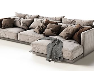 Modern corner sofa fabric multi-person sofa 3d model