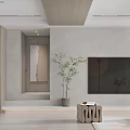 Modern Living Dining Room Interior With Circular Decorative Light Light Sofa And Floor Lamp