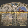Cartoon Scene Featuring Ornate Architecture With Painted Ceiling Arches Columns And Doors