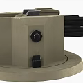 Sand Colored Military Weapon With Multi Barrel Mechanical Structure And Circular Base 3d model