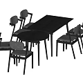Modern Minimalist Dining Table Set With Six Ergonomic Chairs And Sleek Design 3d model