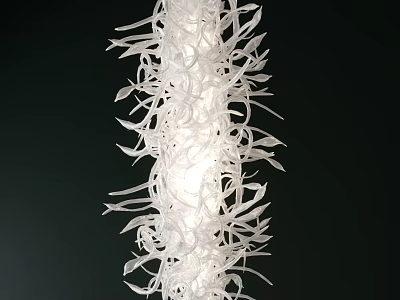 Modern Elegant White Intertwined Leaves Chandelier With Glowing Central Light Source 3d model