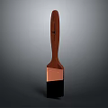 Household Cleaning Brush With Wooden Handle Copper Ferrule And Black Bristle Head