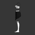 Fashionable Women's Outfit with White Top Black Skirt Striped Socks Layered Design and Hair Accessories