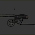 Vintage Military Cannon Weapon With Metal Barrel And Wooden Wheels Design