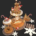 Festive Merry Christmas Gingerbread Carousel Photo Spot With Santa Decor And Candy Cane Accents
