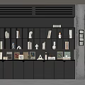 Modern Black Bookcase With Open Shelves Books And Decorative Items