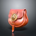 Elegant Brown Leather Small Bag With Golden Decorative Buckle Design