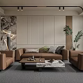 Modern Reception Room Office Sofa Coffee Table Combination Leather Sofa Single Person Sofa Business Sofa Negotiation Area 3d model