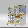 Claw Machine with Layered Transparent Windows Pink Rabbit SpongeBob Stuffed Toys Yellow Decorations And Wheels