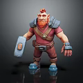 Fantasy Dwarf Character With Red Hair Orange Beard Red Tunic Gray Armor And Blue Boots