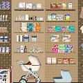 Baby Crib In Organized Nursery With Stroller Baby Clothes And Padded Seat