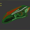 Modern Car Headlight With Red Accents Black Frame And LED Strip