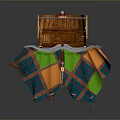 Colorful Plaid Fabric Covered Wooden Craft Model With Red Wheels And Decorative Frame
