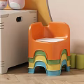 Colorful Stackable Kids Chair with Orange Green Yellow Blue Plastic Design for Playroom
