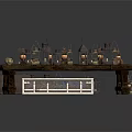 Wooden Long Table With Multiple Various Style Lanterns Arranged On Top