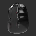Durable Stylish Black Shiny Backpack With OGIO Logo And Red Zippers