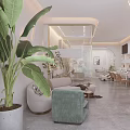 Modern Beauty Salon Interior With Styling Chairs Mirrors Green Plants And Comfortable Seating