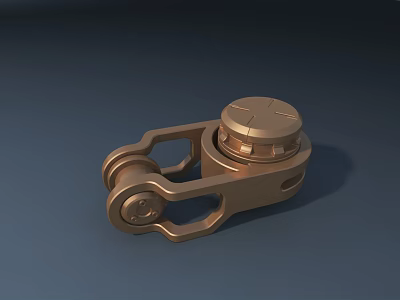 Copper Colored Metal Door Handle With Mechanical Structure And Shiny Surface 3d model