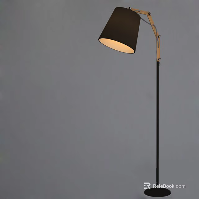 Modern Floor Lamp With Black Shade And Adjustable Metal Stand For Living Room 3d model 