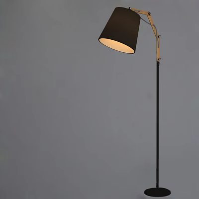 Modern Floor Lamp With Black Shade And Adjustable Metal Stand For Living Room 3d model