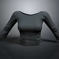 Gray Knitted Top with Three Quarter Sleeves Round Neck and Fitted Design for Daily Wear