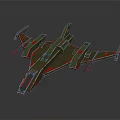 Futuristic Cosmic Spaceship Design With Green Red Metallic Finish And Illuminated Details