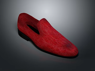 Soft Red Plush Slippers Ideal for Comfortable Indoor Home Wear 3d model