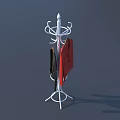 White Metal Coat Rack With Multiple Hooks Hanging Red And Black Coats