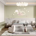 Modern Cozy Kids Bedroom With Cloud Star Wall Art Heart Pillow And Desk