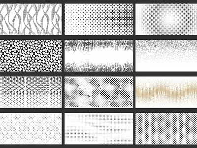 Abstract Decorative Patterns Set with Dots Lines and Gold Wave Textures 3d model