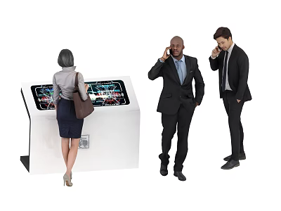 Public Facility Interactive Touchscreen Kiosk With Information Display For Business Users 3d model