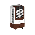 Two White and Brown Standing Air Cooler Fans with Cooling Grille and Control Panel