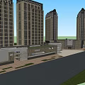 Urban Commercial Street With Modern High Rise Buildings And Open Plaza Area