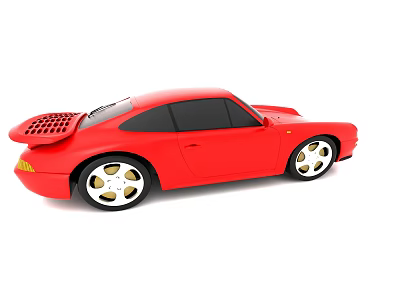Red Classic Sports Car Model With Black Windows And Gold Alloy Wheels 3d model