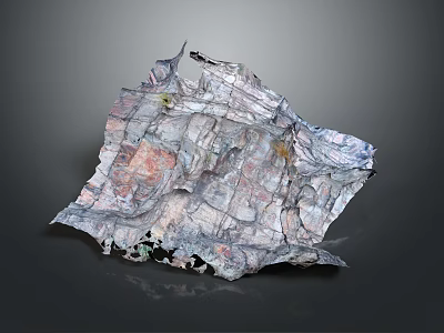 Detailed 3D Terrain Model With Irregular Surface Texture Colorful Patterns Cracks And Undulations 3d model